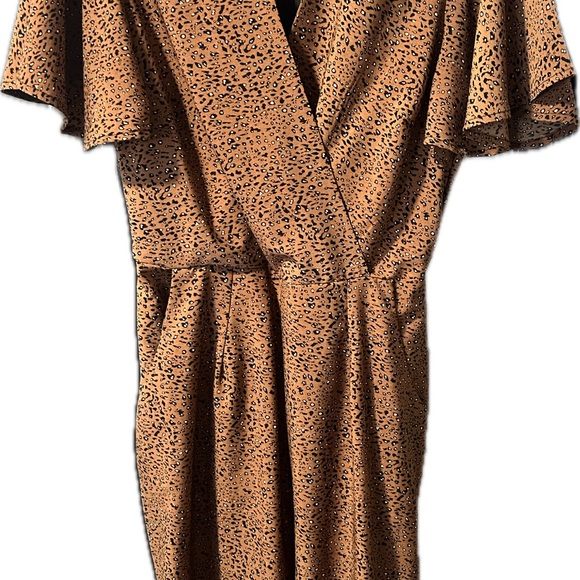 AX Paris wrap fromt jumpsuit in tan - Picture 5 of 7